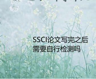SSCI论文写完之后需要自行检测吗